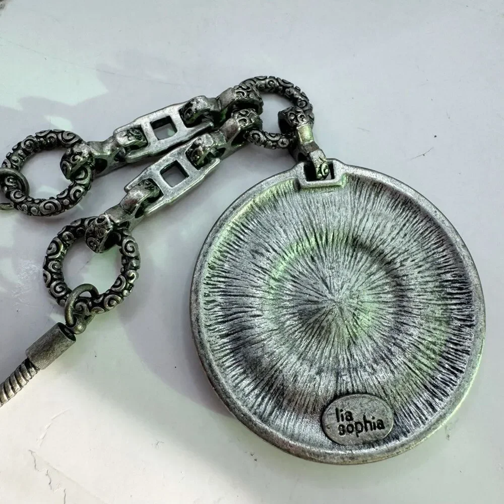 Lia Sophia  DREAM GIRL  Genuine Abalone & Cut Crystals Bohemian Necklace 20-23”